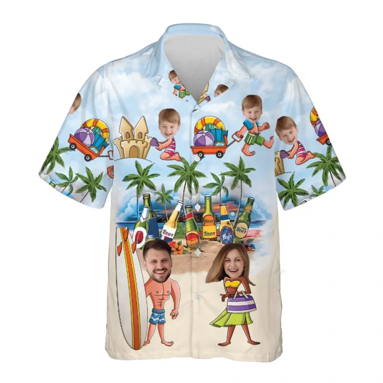 Custom Face Hawaiian Shirts For Men Women, Personalized Family Tropical Summer Beach Shirts, Funny Aloha Shirts, Custom Button Down Shirt Short Sleeve