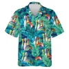 Colorful Bowling Team Hawaiian Shirt For Men Women, Tropical Leaves Summer Beach Shirt, Aloha Shirts, Bowling Lovers Button Down Shirt Short Sleeve