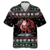 Christmas Ugly Sweater Pattern Summer Shirts, Santa Dragon Hawaiian Shirt For Men Women, Merry Christmas Mens Casual Button Down Shirt Short Sleeve