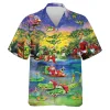 Santa Crocodile Hawaiian Shirt For Men Women, Funny Crocodile Christmas Summer Shirt, Holiday Beach Shirt, Mens Casual Button Down Shirt Short Sleeve