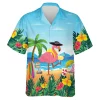 Flamingo Cocktail Hawaiian Shirt For Men,tropical Island Beach Party Summer Beach Shirts, Hibiscus Aloha Shirts, Mens Button Down Short Sleevs Shirt