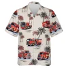 Fire Truck Hawaiian Shirt For Men Women,firefighter Tropical Palm Tree Summer Beach Shirt,firefighter Aloha Shirt, Mens Button Down Short Sleeve Shirt