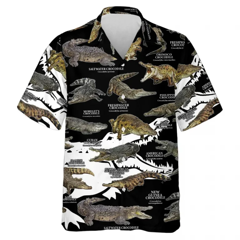 Crocodiles Species Hawaiian Shirt For Men Women, Crocodiles Of The World Summer Beach Shirt, Crocodile Lover Button Down Short Sleeve Shirts