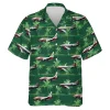 Airplane Army Hawaiian Shirt For Men Women, Aircraft Summer Beach Shirts, Tropical Palm Tree Aloha Shirts, Airplane Mens Button Down Hawaiian Shirts