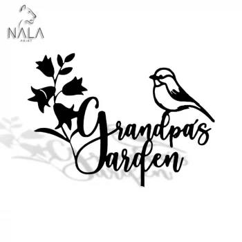 Grandpa's Garden Flower And Bird Metal Art Sign, Floral Garden Stake Decor, Garden Sign, Gardener Decoration, Gift For Grandpa