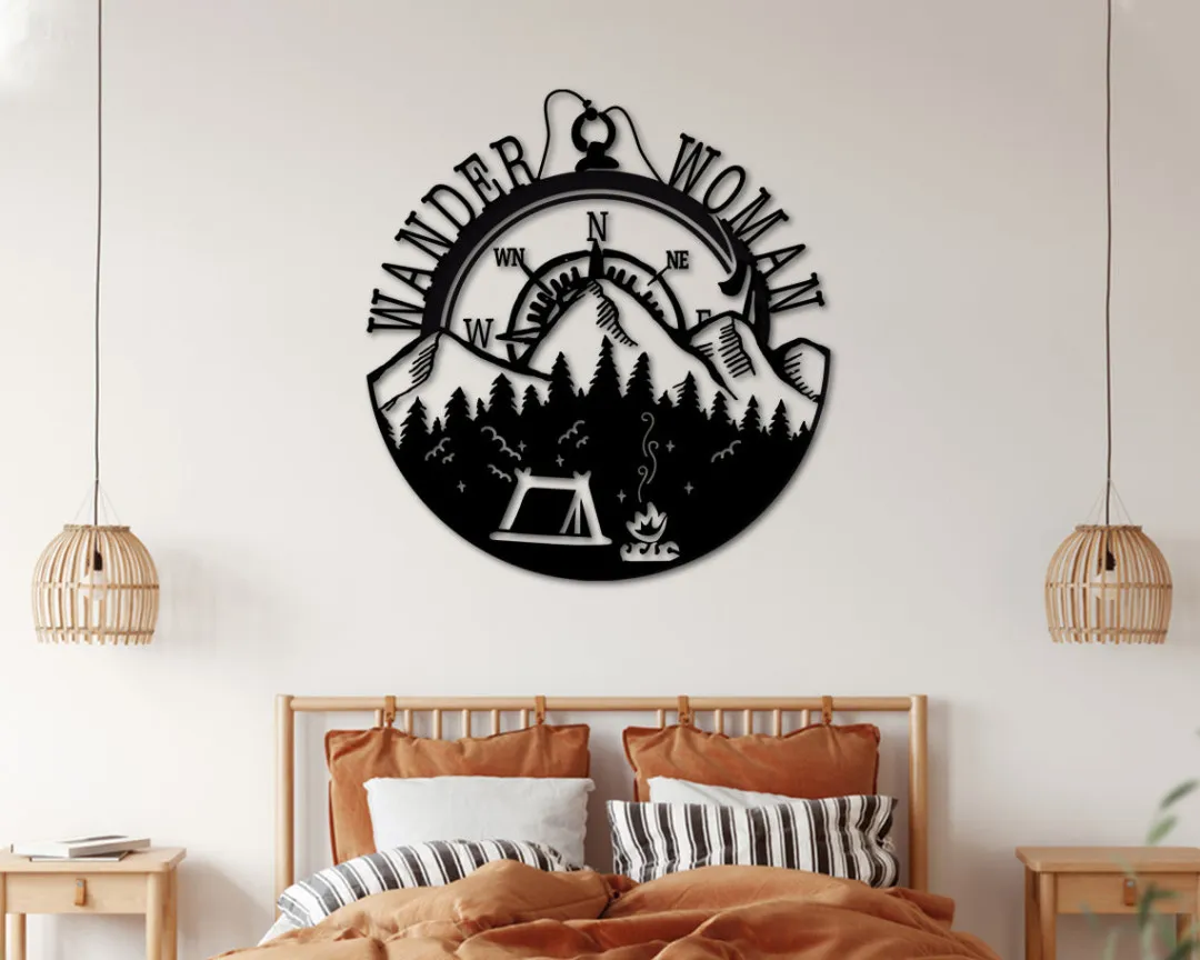 mockup1_3.webp Custom Name Camping Wander Metal Signs Camping Couple Metal Art Hiking Wander Home Decor
