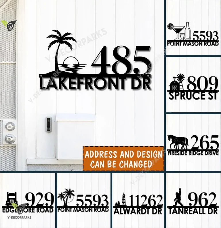 Custom Metal House Number Sign, Address Metal Sign With Street Name, Lake House Sign, Beach House Entrance Metal Signs