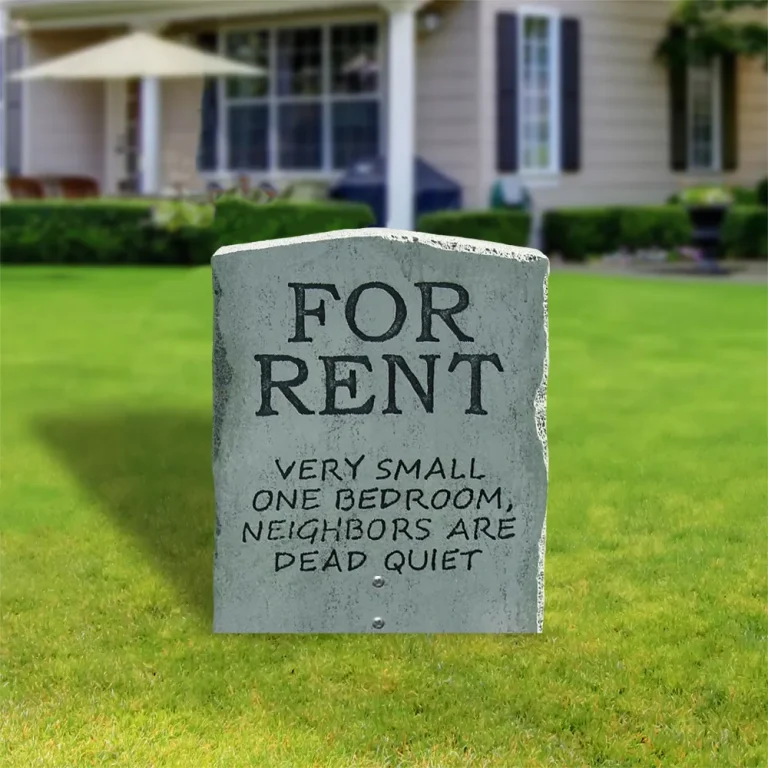 Halloween For Rent Tombstone Funny Metal Garden Sign