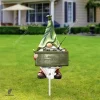 Funny Gnomes Holding M18 Claymore Mine - 2d Print Metal Garden Sign