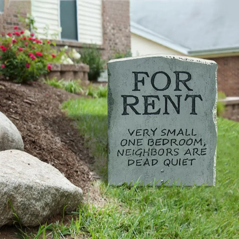 Halloween For Rent Tombstone Funny Metal Garden Sign
