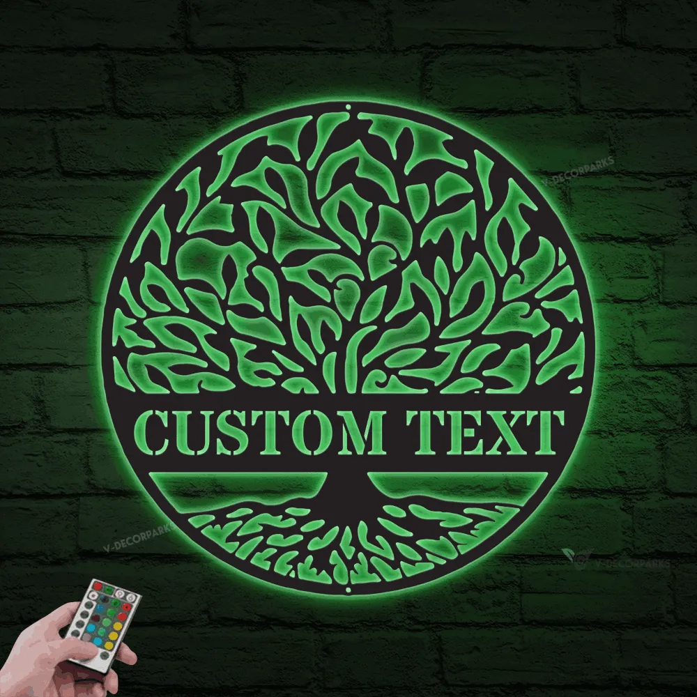 Monogram Tree Of Life Led Lights, Wall Family Tree, Last Name, Tree Of Life, Personalized Wedding Gift, Family Sign, Metal Wall Decor, Outdoor Wreath