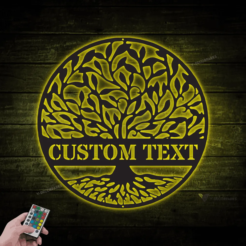 Monogram Tree Of Life Led Lights, Wall Family Tree, Last Name, Tree Of Life, Personalized Wedding Gift, Family Sign, Metal Wall Decor, Outdoor Wreath