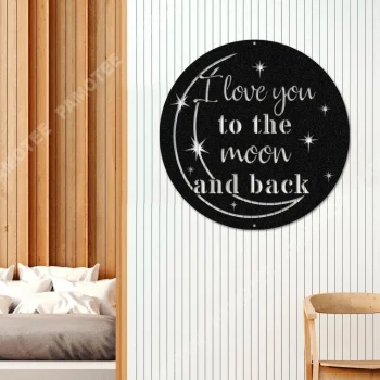 I Love You To The Moon And Back Valentines Day Metal Sign, Wedding Wall Art
