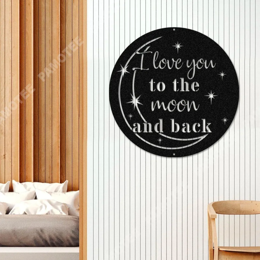 moon2.webp I Love You To The Moon And Back Valentines Day Metal Sign, Wedding Wall Art