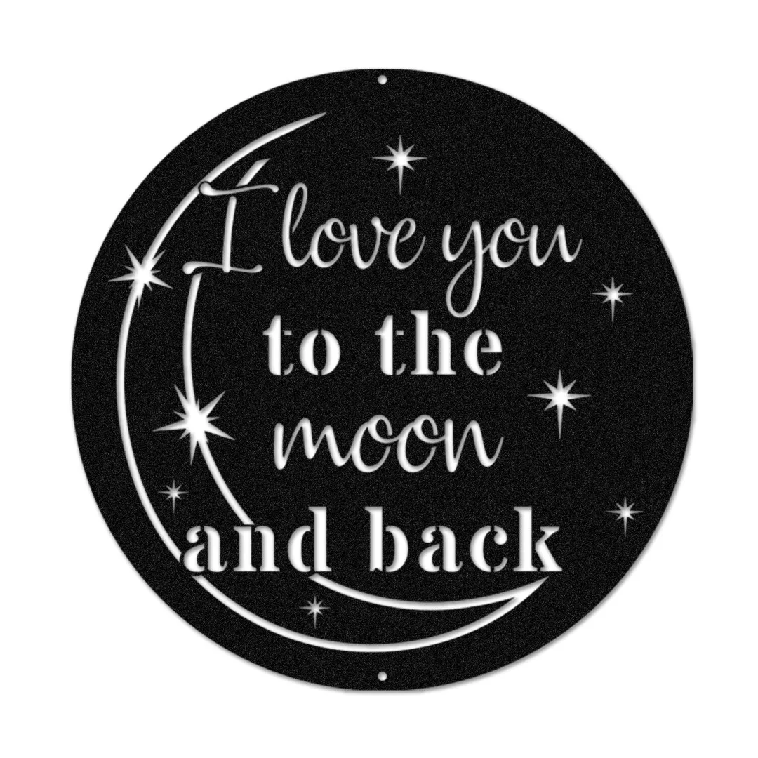 moon4.webp I Love You To The Moon And Back Valentines Day Metal Sign, Wedding Wall Art