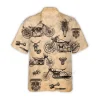 Vintage Motorcycle Hawaiian Shirts For Men Women, Motorbike Summer Beach Shirt, Motorcycle Lover Aloha Shirt, Vehicle Button Down Short Sleeve Shirts