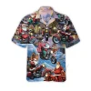 Santa Riding Motorcycle Hawaiian Shirt For Men Womens, Motorbike Summer Beach Shirt, Christmas Santa Aloha Shirts Button Down Short Sleeve Shirts