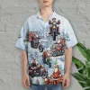 Santa Riding Motorbike Hawaiian Shirt For Men Womens, Motorcycle Summer Beach Shirt, Christmas Santa Aloha Shirts Button Down Short Sleeve Shirts