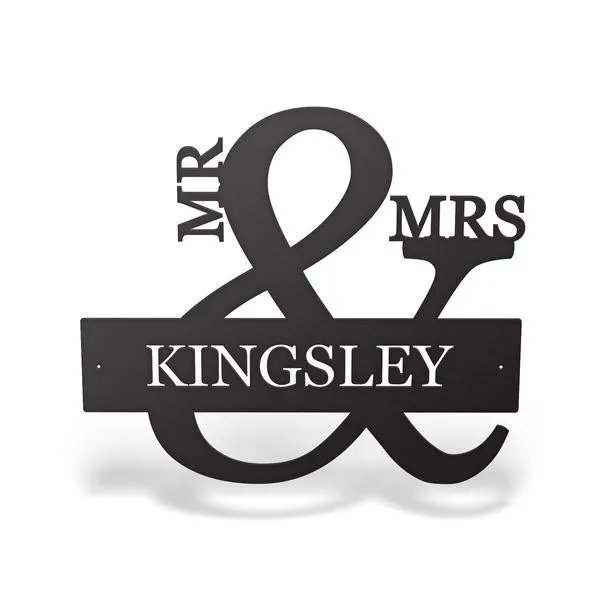 Personalized Mr And Mrs Name Sign, Cut Metal Sign, Metal Wall Art ...