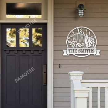 Customized Carp Fish Lakehouse Metal Art, Carp Fisher House Decor