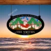 Personalized Sunset Scene On Beach Large Colored Metal Sign