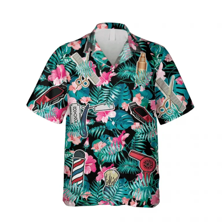 Tropical Plants Barber Hawaii Shirt, Hair Salon, Summer Outfit, Aloha Shirt For Mens, Womens