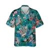 Green Tropical Plants Barber Hawaii Shirt, Gift For Hairdresser, Aloha Shirt For Mens, Womens