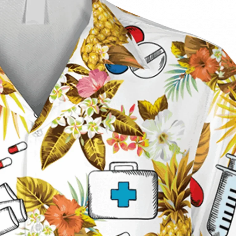 Pineapple Nurse Hawaiian Shirt, Doctor Stethoscope, Pulse Male Clothing, Aloha Shirt For Mens, Womens