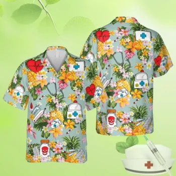 Pineapples Nurse Tools Doodle Hawaiian Shirt, Doctor Gift Shirts, Aloha Shirt For Mens, Womens