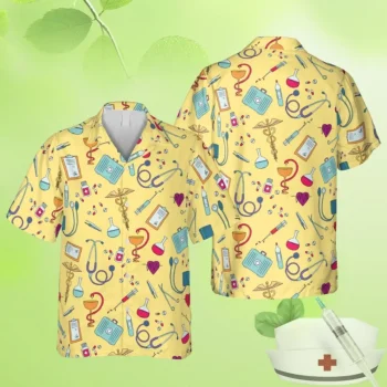 Nurse Tools Yellow Hawaiian T-shirt, Doctor, The Caduceus Summer Shirt, Aloha Shirt For Mens, Womens