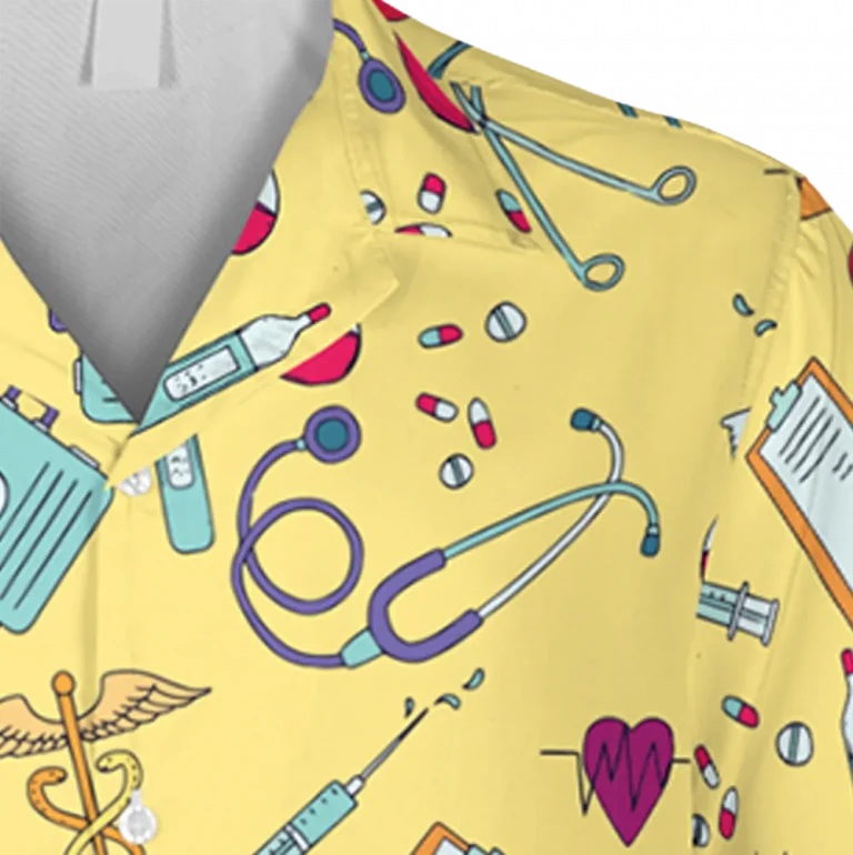 Nurse Tools Yellow Hawaiian T-shirt, Doctor, The Caduceus Summer Shirt, Aloha Shirt For Mens, Womens