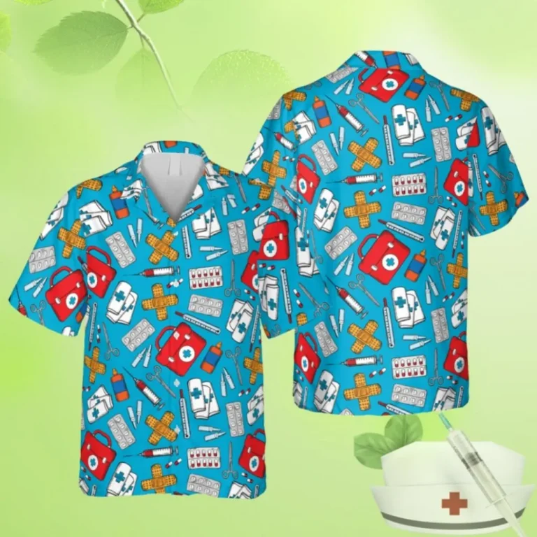 Nurses Medical Tool Blue Hawaii Shirt, Doctors, Lpn Outfit, Aloha Shirt For Mens, Womens