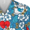 Floral Nurses Vectors Hawaiian T-shirt, Tropical Doctor Clothing, Aloha Shirt For Mens, Womens