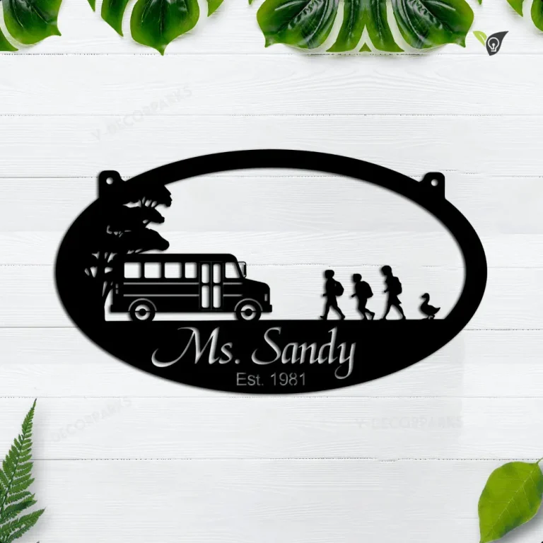 Personalized School Bus Metal Sign Art, Custom School Bus Monogram Metal Sign, Teacher Gifts, Job Gift, Home Decor