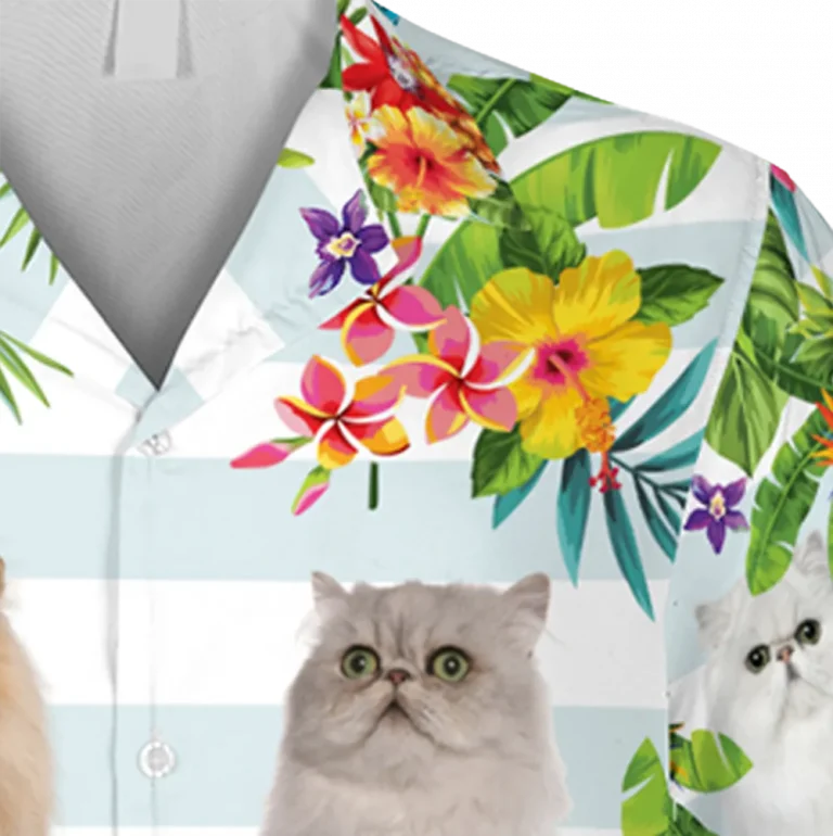 White And Yellow Persian Cat Hawaii Shirt, Cat Mom Shirts, Aloha Shirt For Mens, Womens