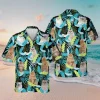 Cute Persian Cat Neon Leaves Hawaiian T-shirt, 3d Clothing For Men, Aloha Shirt For Mens, Womens