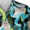 Cute Persian Cat Neon Leaves Hawaiian T-shirt, 3d Clothing For Men, Aloha Shirt For Mens, Womens