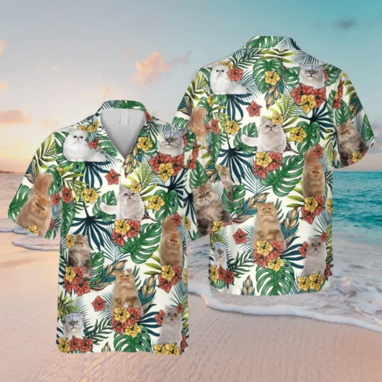 Persian Kittens Tropical Hawaii T-shirt, Cat Summer Apparel, Aloha Shirt For Mens, Womens