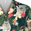 Floral Persian Kitty Hawaiian Shirt, Beach Cat Clothing, Aloha Shirt For Mens, Womens