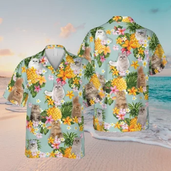 Persian Cats Pineapple Hawaii Shirt, T-shirt For Cat Lovers, Aloha Shirt For Mens, Womens