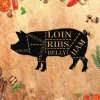 Pig Pork Meat Bar Grill Metal Sign, Custom Outdoor Farm, Bbq, Patio, Backyard