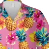 Pineapple And Hibicus Pink Hawaiian Shirt, Unisex Tee, Aloha Shirt For Mens, Womens