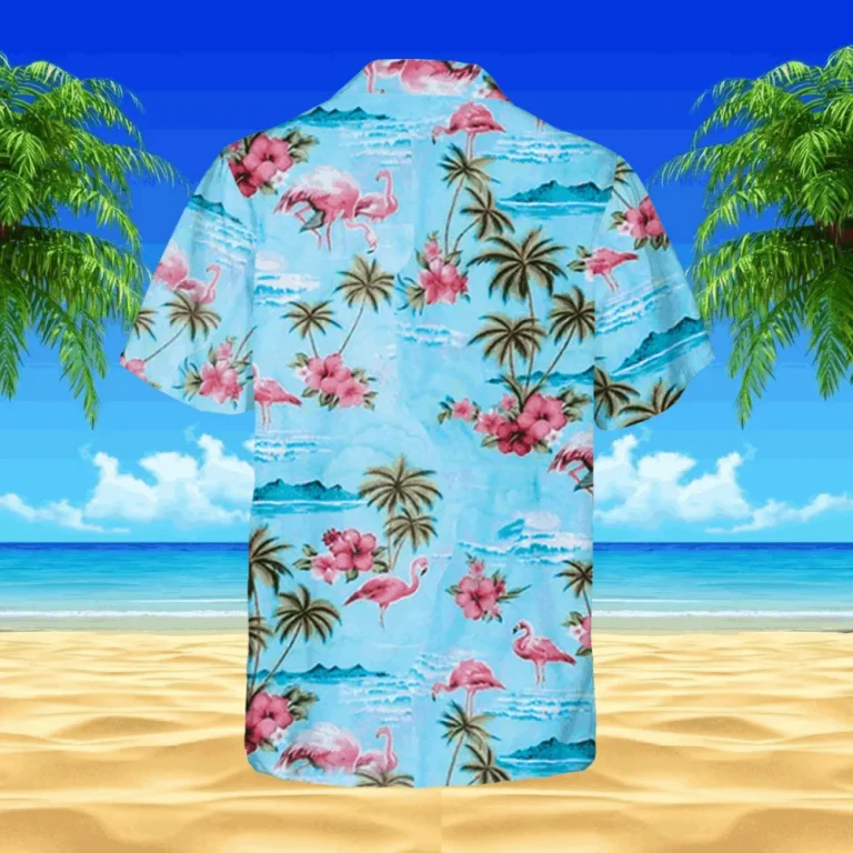 Pink Flamingo Blue Hawaiian Shirt, Sea Lovers, Beach T-shirt, Aloha Shirt For Mens, Womens