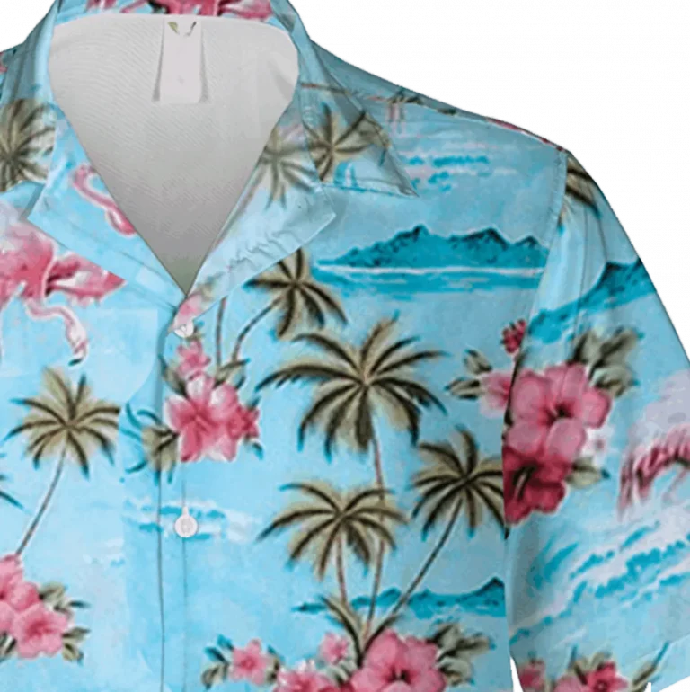 Pink Flamingo Blue Hawaiian Shirt, Sea Lovers, Beach T-shirt, Aloha Shirt For Mens, Womens