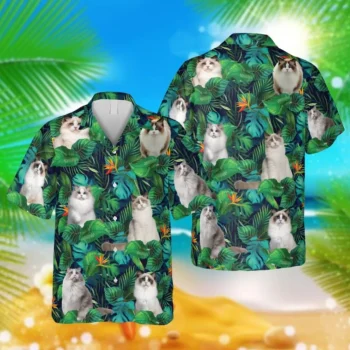 Cute Ragdoll Cat Hawaiian Shirt, Hawaiian Outfit For Him, Aloha Shirt For Mens, Womens