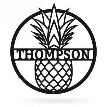 Pineapple Monogram, Cut Metal Sign, Metal Wall Art, Metal House Sign