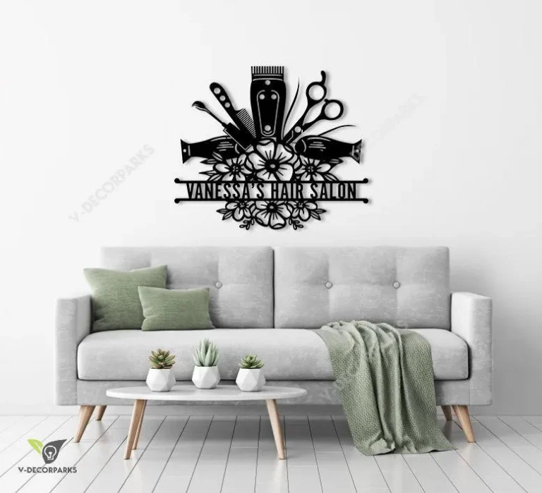 Hair And Nail Salon Personalized Metal Wall Art, Hair Salon Cut Metal Sign, Barber Shop Metal Wall Art