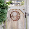 Welcome Flower Copper Round Metal Art, Iron Garden Accent For Mom