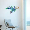 Multi Color Sea Turtle Metal Wall Art, Beach Metallic Decor