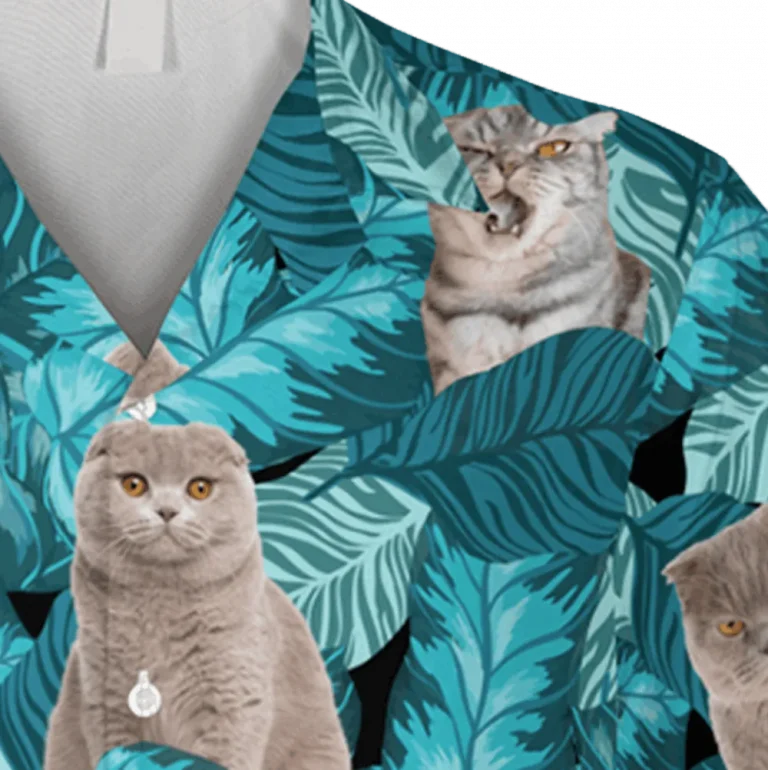 Funny Scottish Fold Cat Hawaiian Shirt, Cat Dad Shirts, Aloha Shirt For Mens, Womens